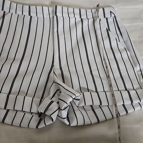 Striped Black and White Women's Shorts - Picture 4 of 16